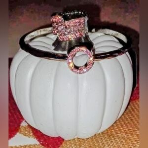 2 Piece Pink Crystal Circle Bangle And Ring Bracelet